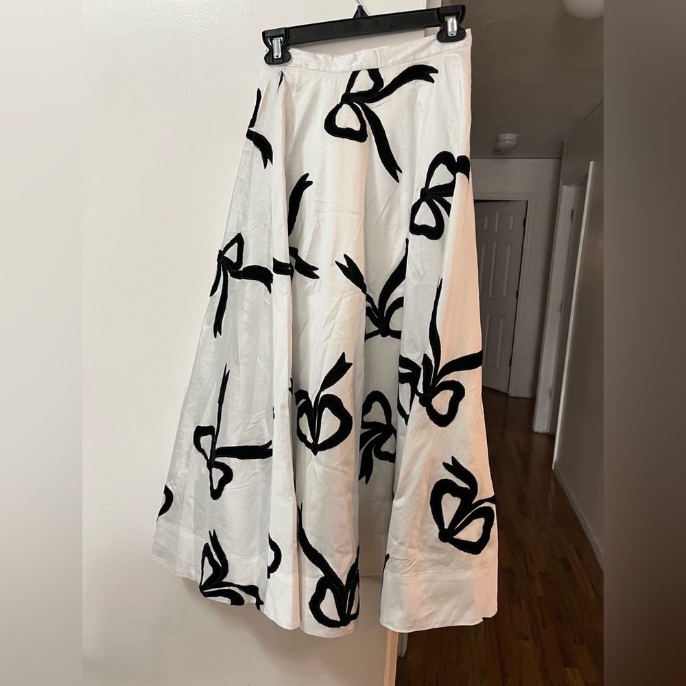 Maeve White Maxi Skirt with Black Bow Print